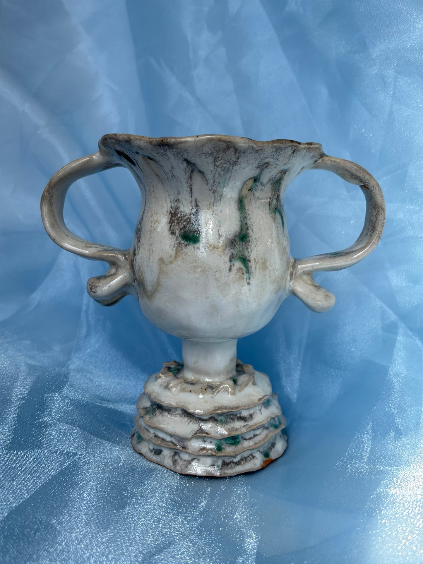 White Ruffled Trophy Vase