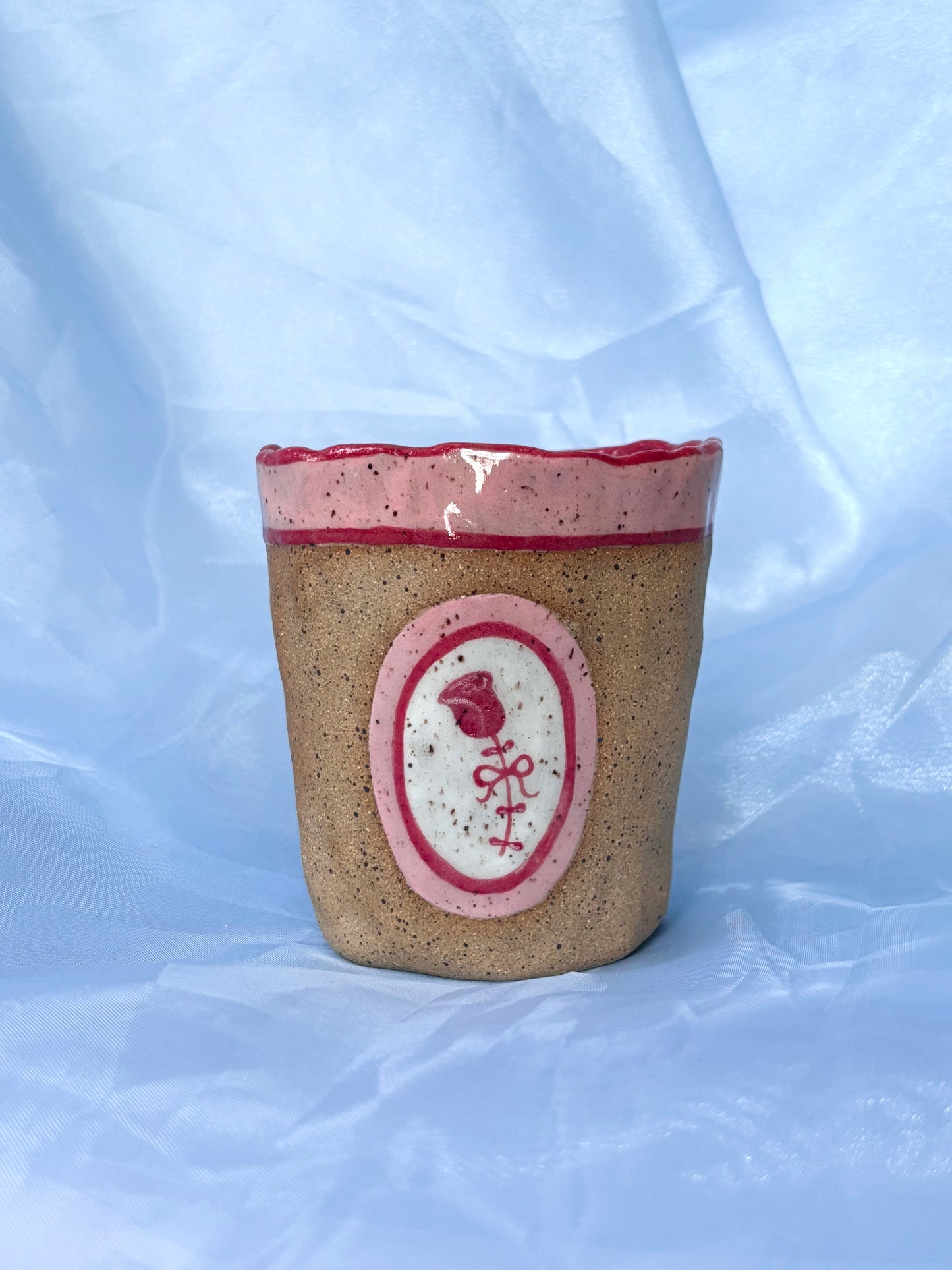 Brown Clay Rose Cup