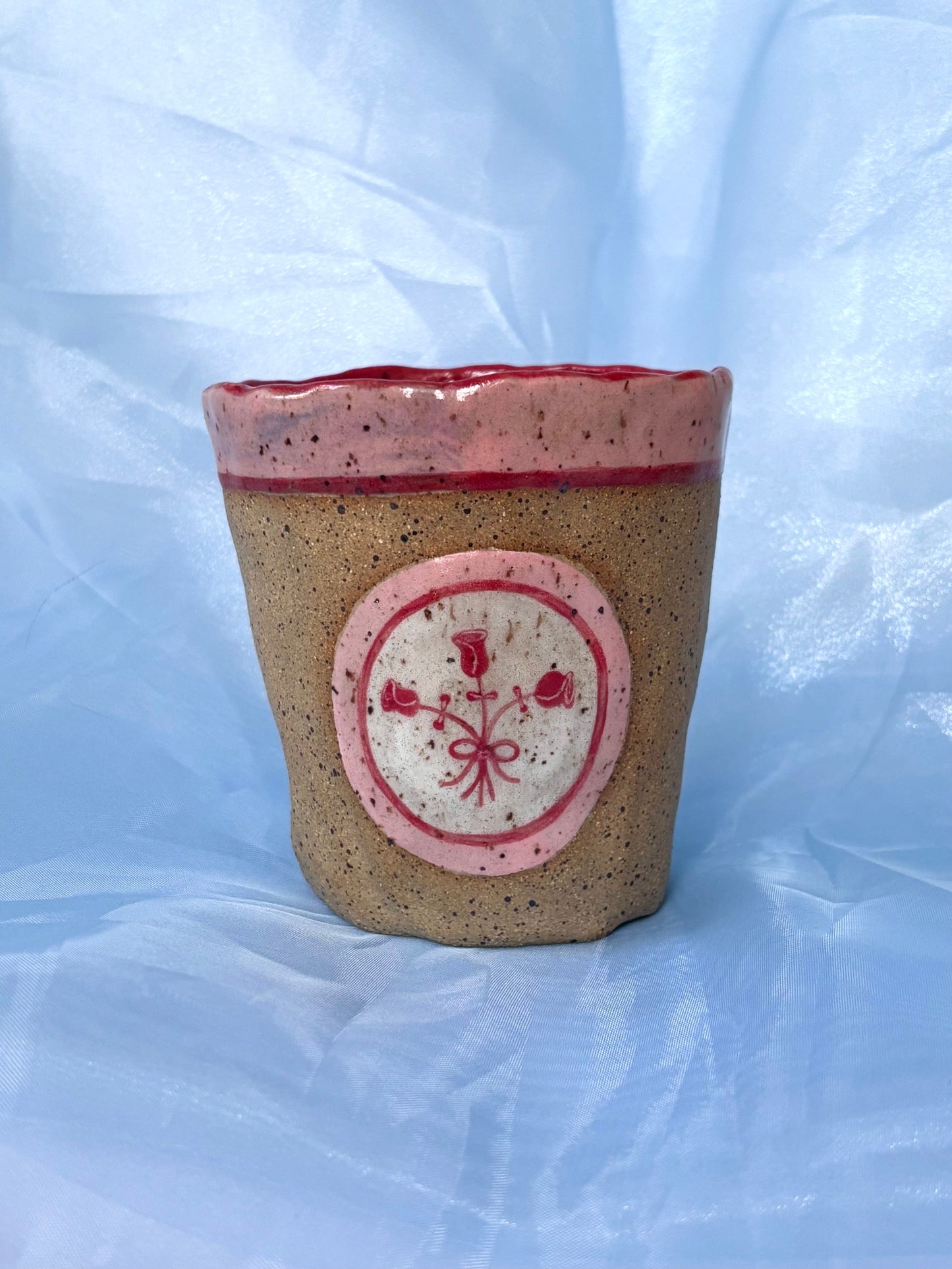 Brown Clay Rose Cup