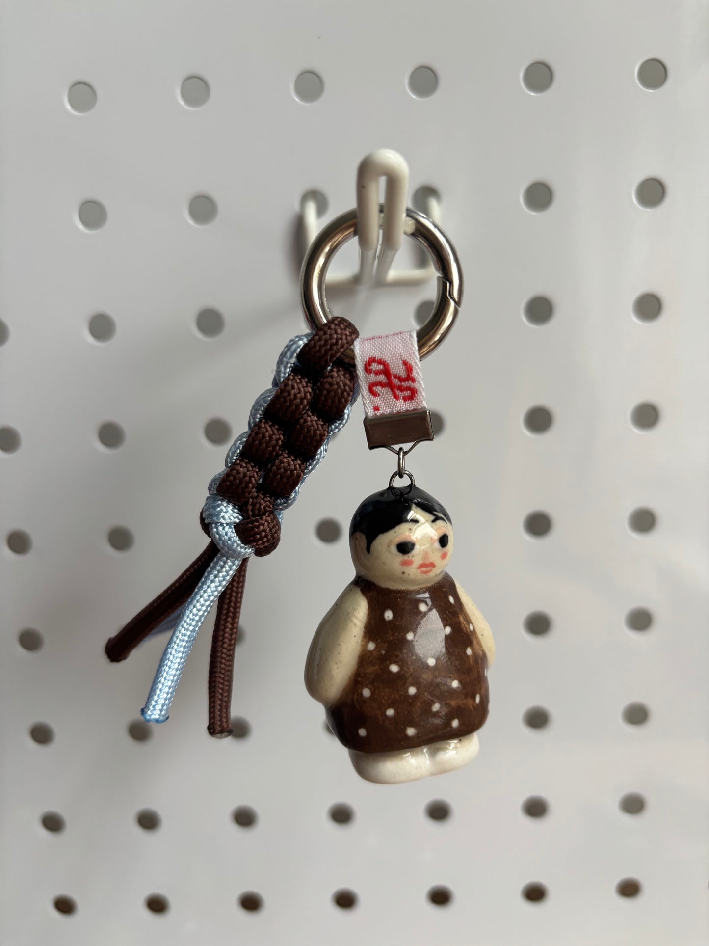 Brown Polka Dot Dress Mini Doll Bag Charm