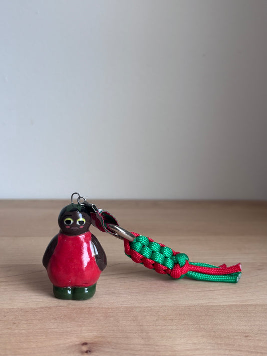 Tomato Mini Doll Bag Charm (Bright Red/Kelly Green)