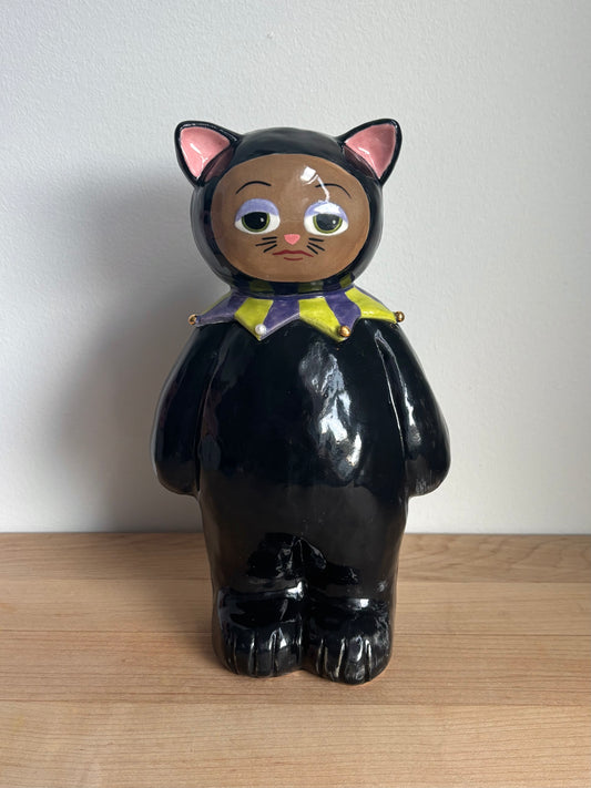 Trick or Treat Good Luck Jester Cat Candy Jar