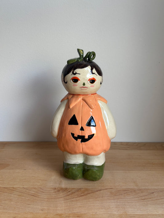 Trick or Treat Pumpkin Girl Candy Jar