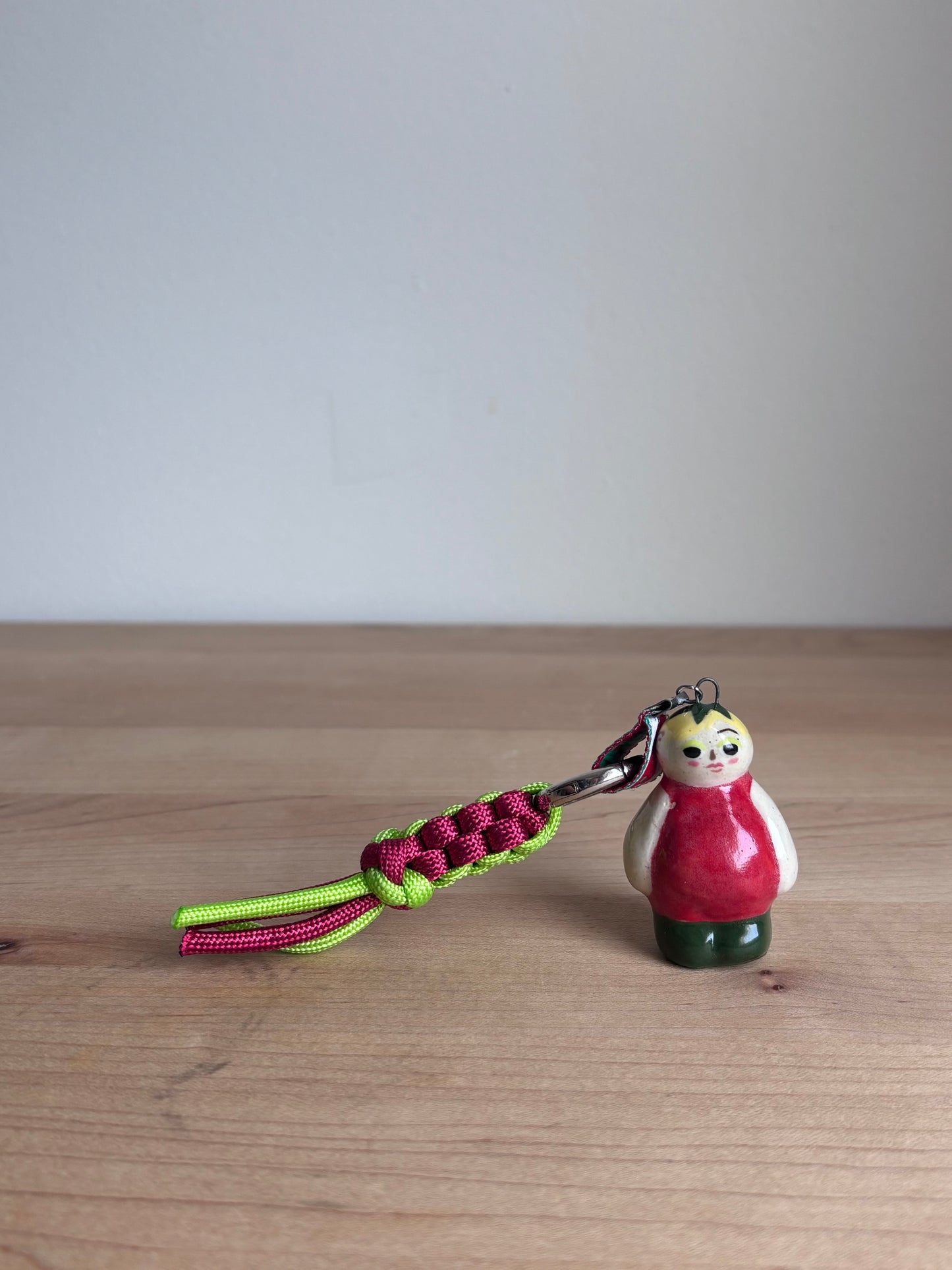Tomato Mini Doll Bag Charm (Dark Red/Lime Green Lanyard)