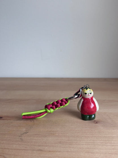 Tomato Mini Doll Bag Charm (Dark Red/Lime Green Lanyard)