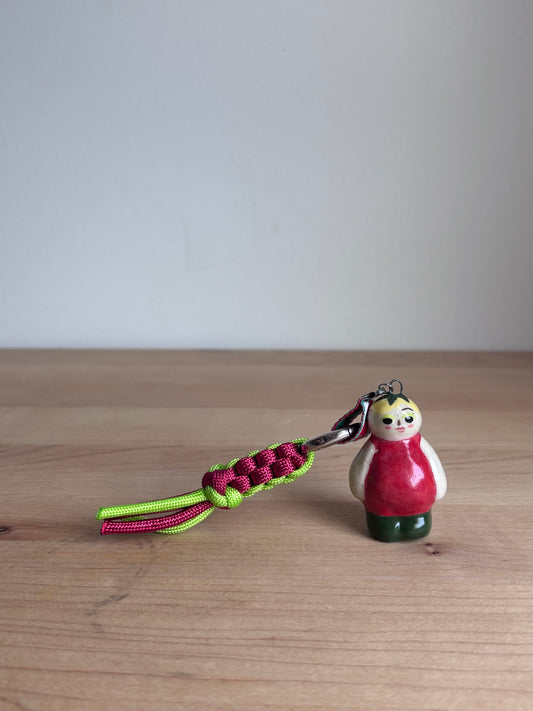 Tomato Mini Doll Bag Charm (Dark Red/Lime Green Lanyard)