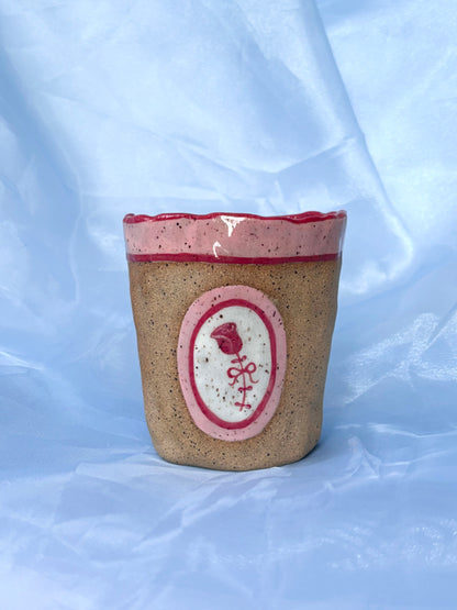 Brown Clay Rose Cup