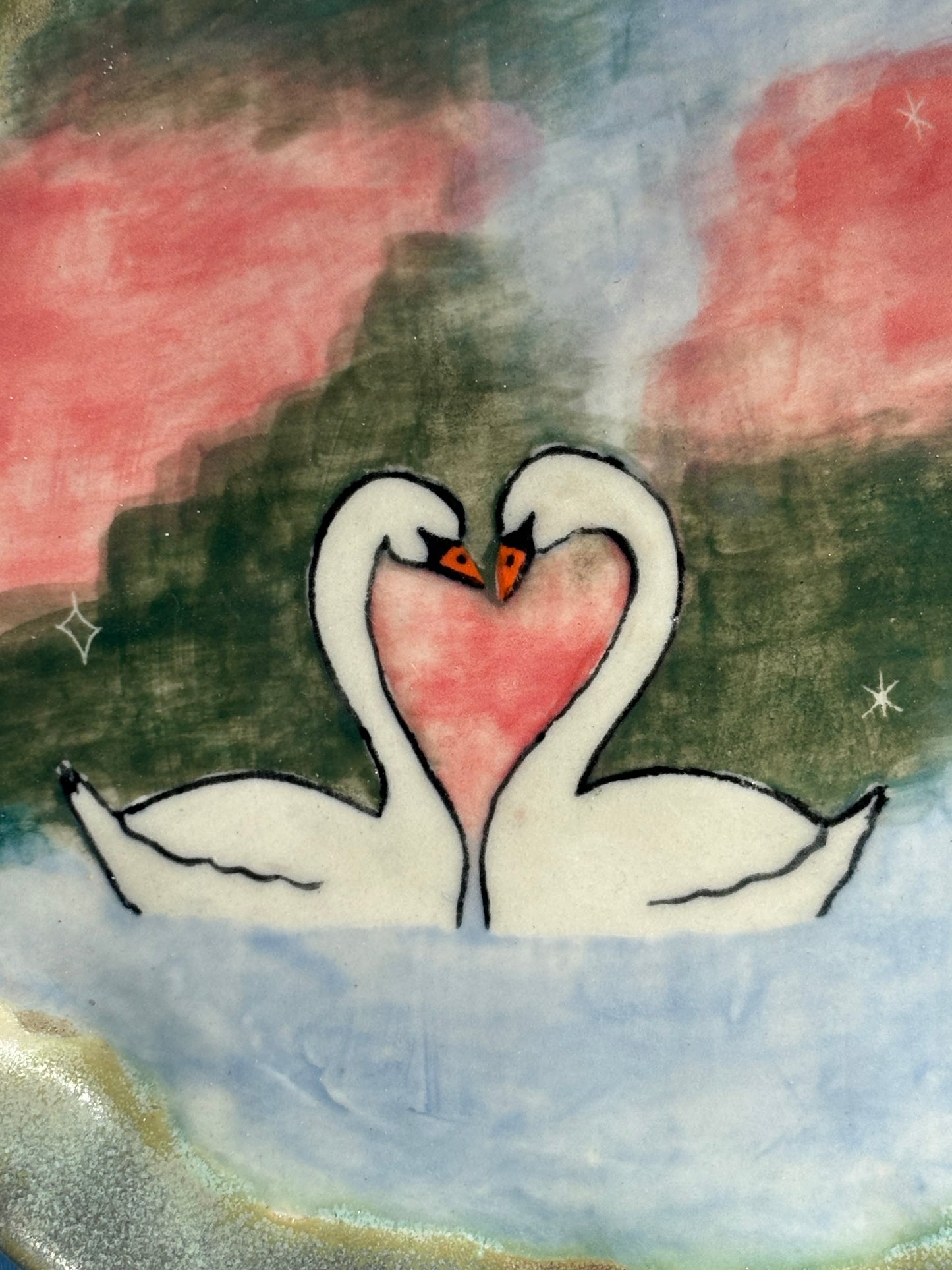 Two Swans Porcelain Plate