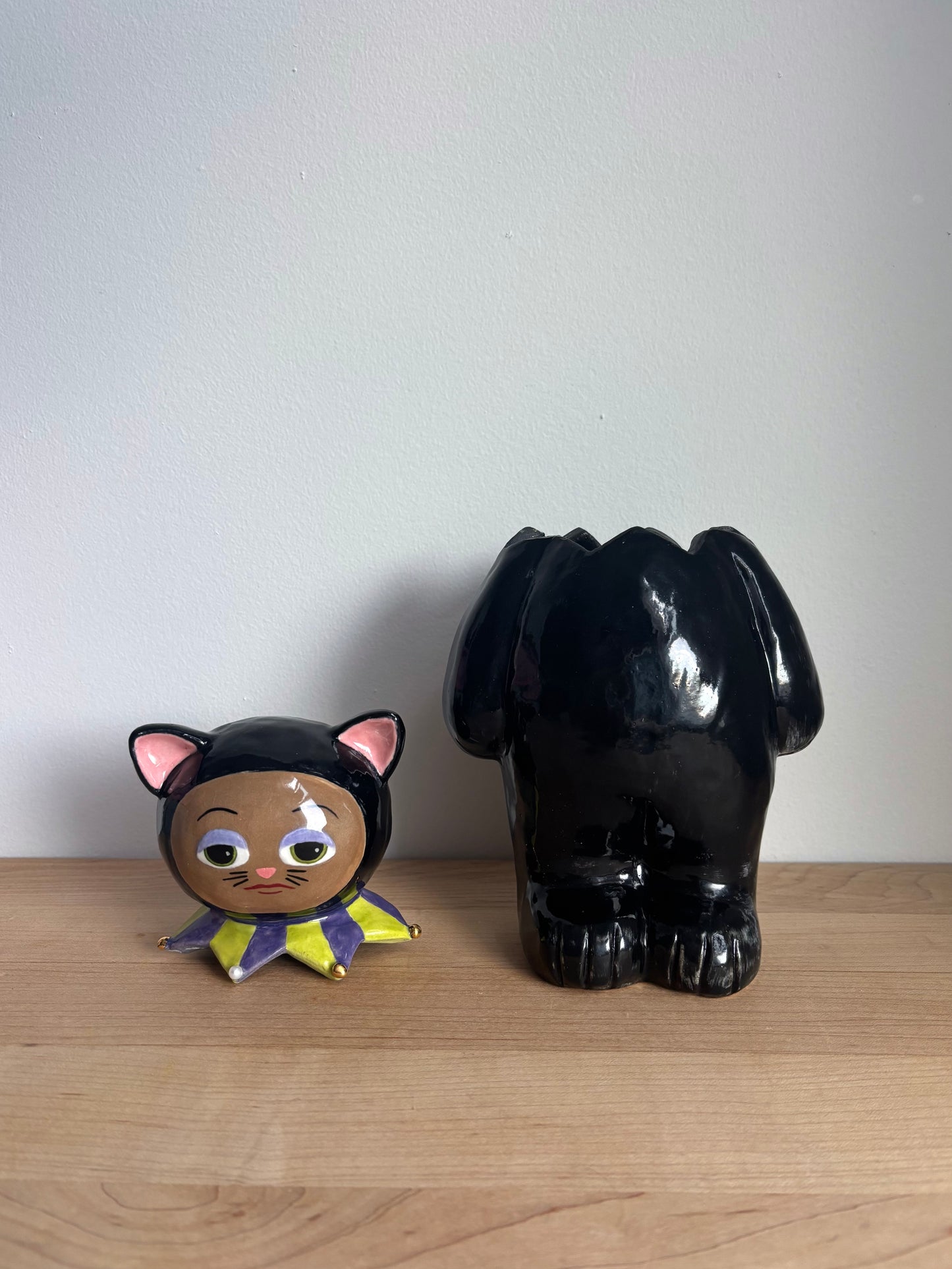 Trick or Treat Good Luck Jester Cat Candy Jar