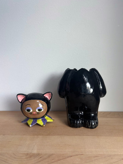 Trick or Treat Good Luck Jester Cat Candy Jar