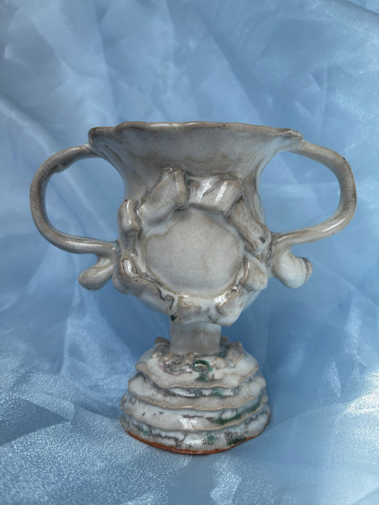 White Ruffled Trophy Vase