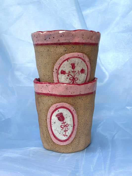 Brown Clay Rose Cup