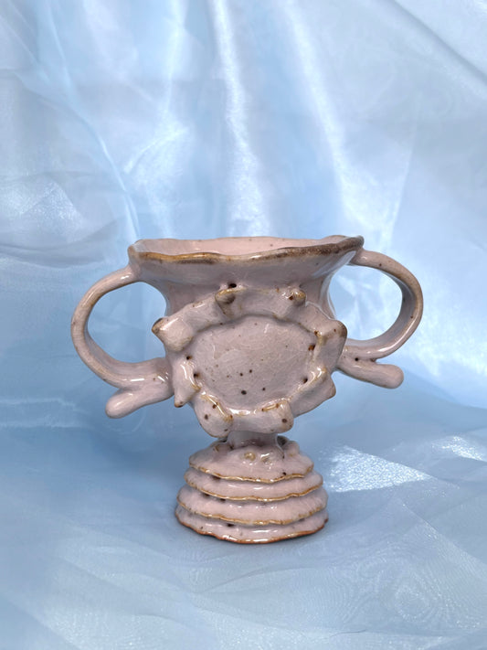 Pink Ruffled Trophy Vase
