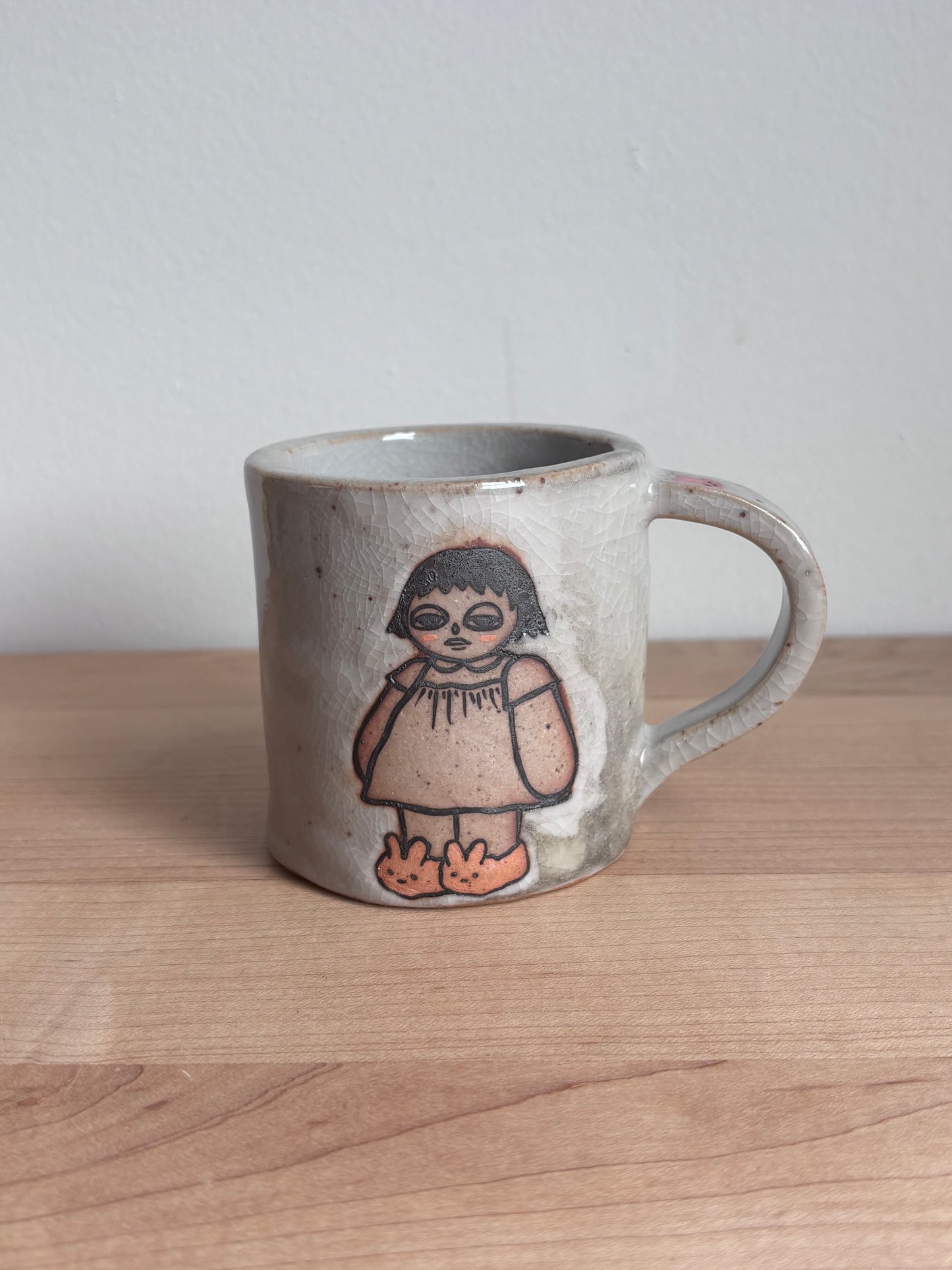 Pink Bunny Slippers Doll Mug