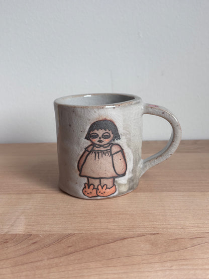 Pink Bunny Slippers Doll Mug