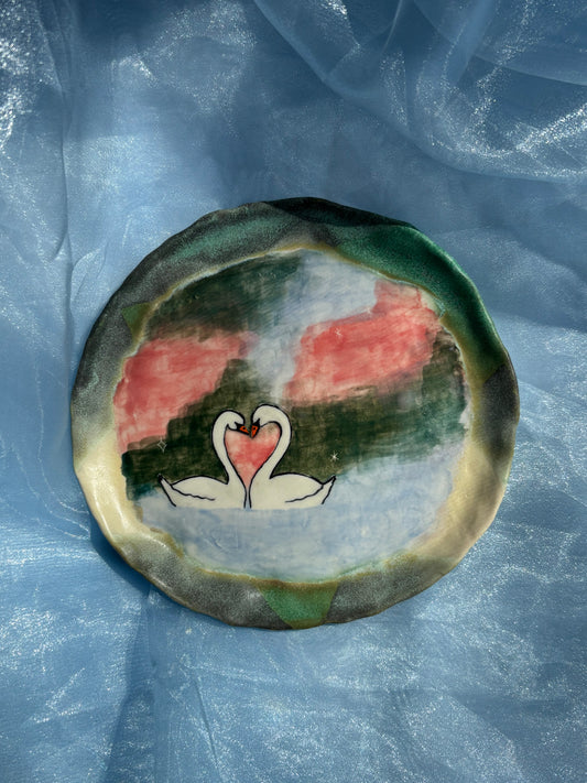 Two Swans Porcelain Plate