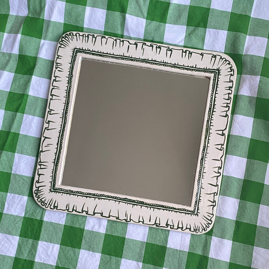 Dark Green Ruffled Mirror