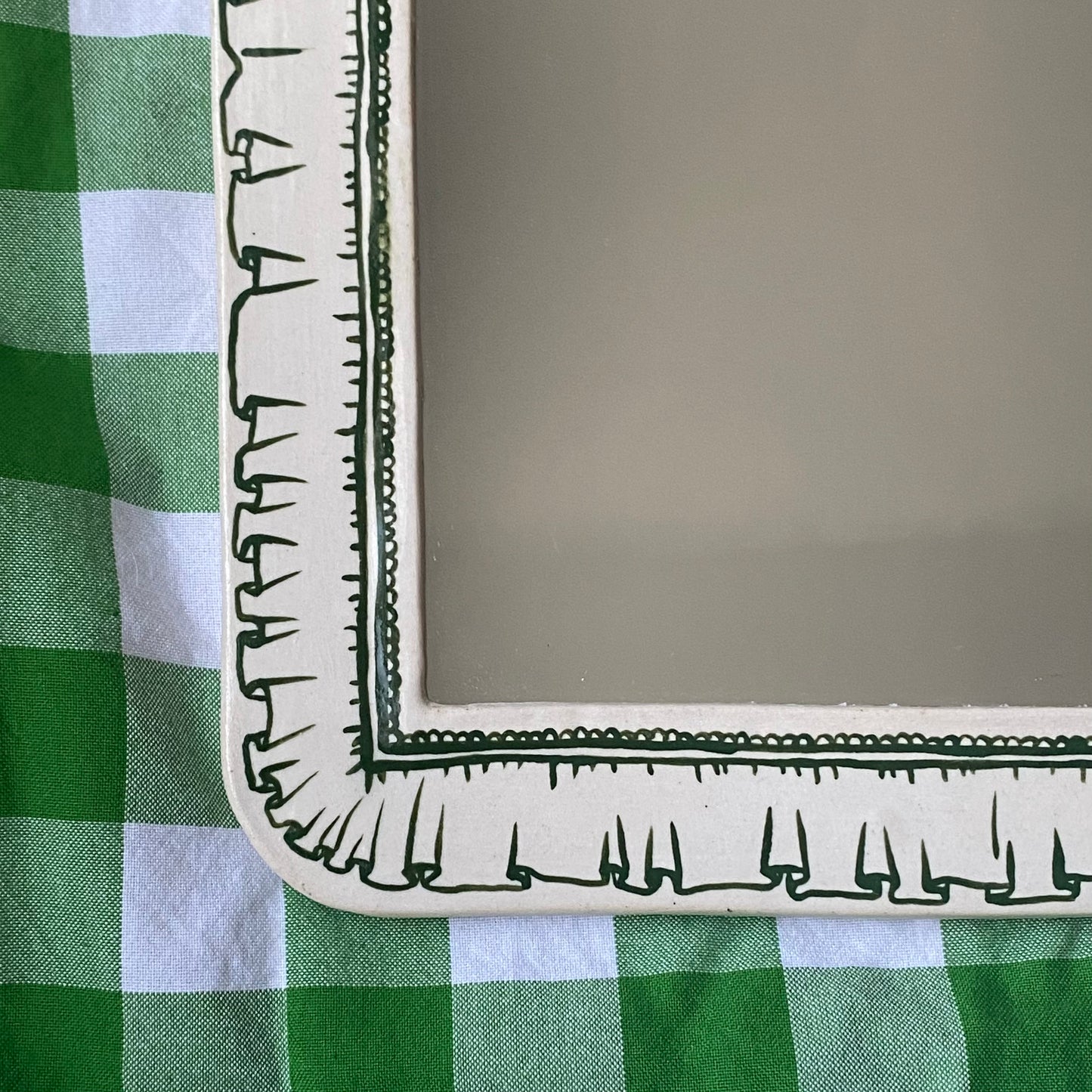 Dark Green Ruffled Mirror