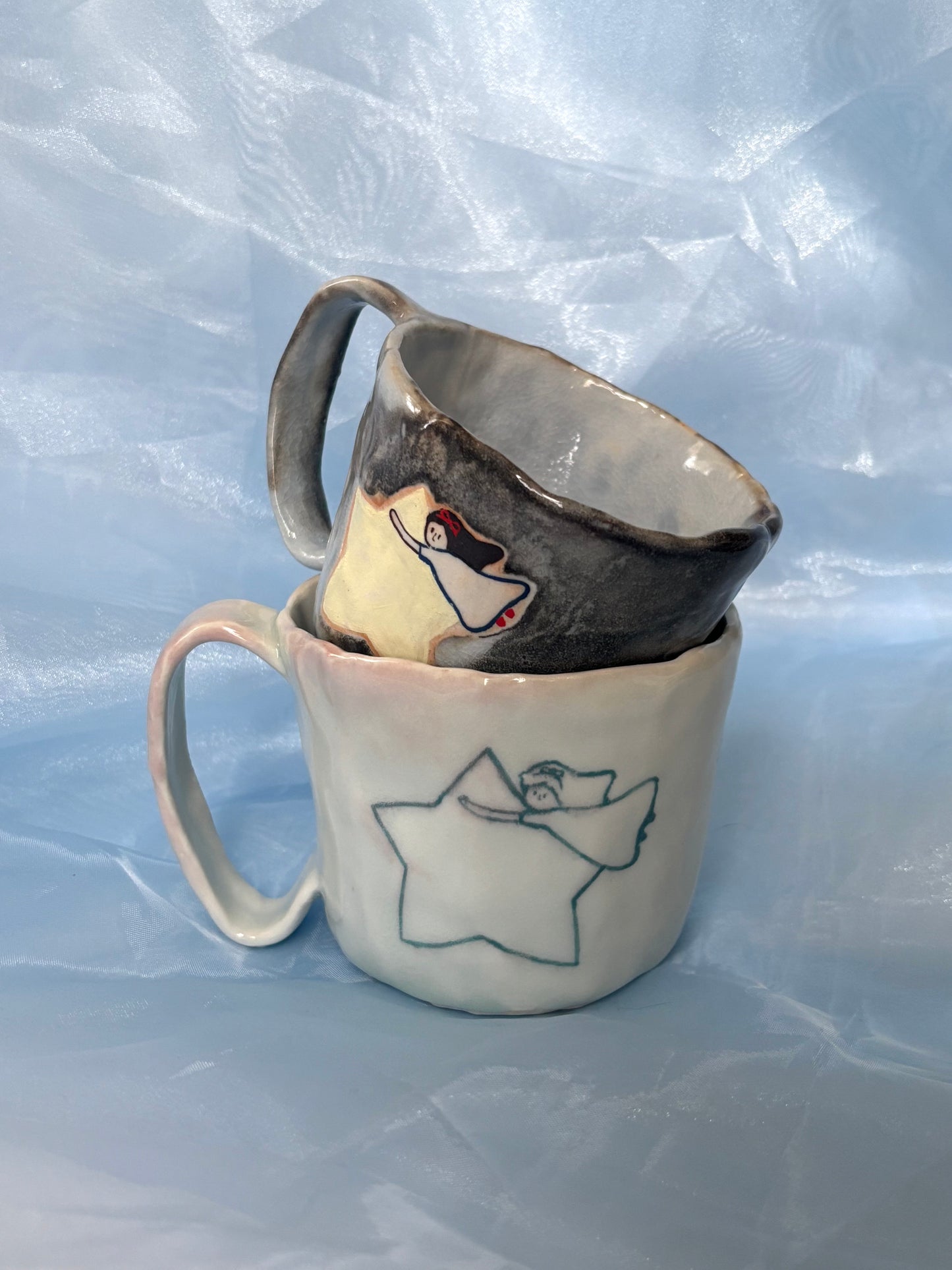 Light Blue Porcelain Star Girl Mug