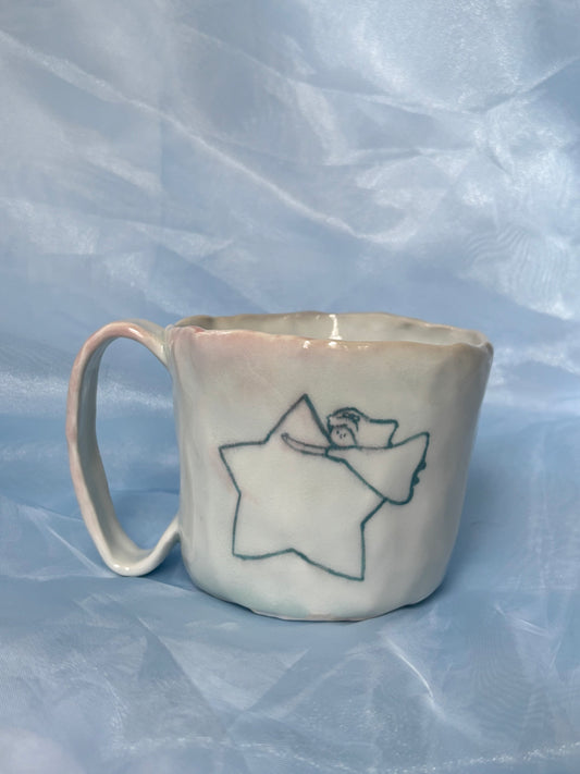 Light Blue Porcelain Star Girl Mug